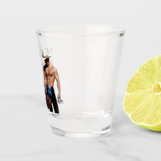 SlipperyJoe's save horse ride rietje cowboy pet mu Shot Glas (Rechts)