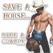 SlipperyJoe's save horse ride rietje cowboy pet mu Sticker (Voorkant)