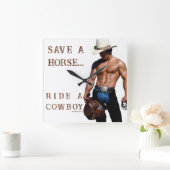 SlipperyJoe's save horse ride rietje cowboy pet mu Vierkante Klok (Huis)