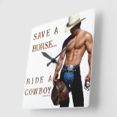 SlipperyJoe's save horse ride rietje cowboy pet mu Vierkante Klok (Hoek)