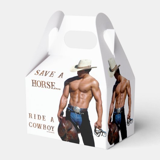 SlipperyJoe's save paard rijden strohoed cowboyhoe Bedankdoosjes (Voorkant Zijde)