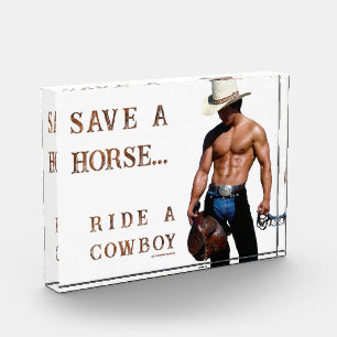 SlipperyJoe's save paard rijden strooien cowboyhoe Fotoblokken