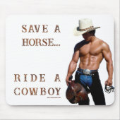SlipperyJoe's save paard rijden strooien cowboyhoe Muismat (Voorkant)