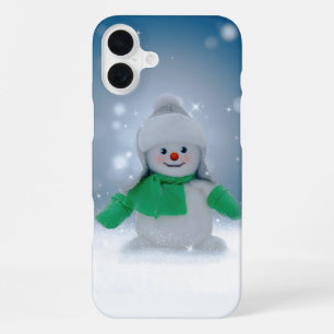 SlipperyJoe's schattige kerst-sneeuwmannenpersonag iPhone 16 Plus Hoesje