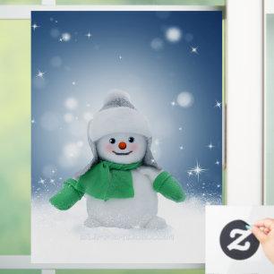 SlipperyJoe's schattige kerst-sneeuwmannenpersonag Raamsticker
