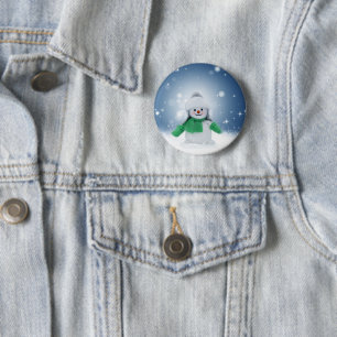 SlipperyJoe's schattige kerst-sneeuwmannenpersonag Ronde Button 5,7 Cm