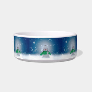 SlipperyJoe's schattige kerst-sneeuwmannenpersonag Voerbakje