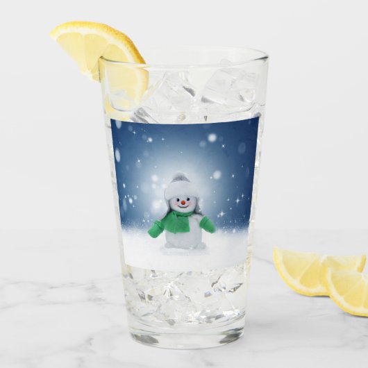 SlipperyJoe's schattige kerst-sneeuwmannetje Glas (Voorkant ijs)