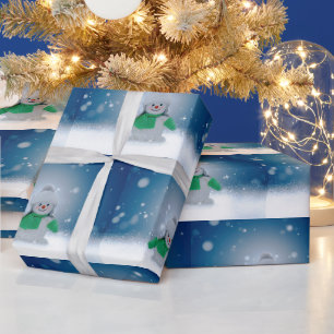 SlipperyJoe's schattige kerst-sneeuwmannetje karak Cadeaupapier