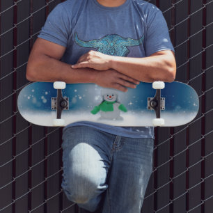 SlipperyJoe's schattige Kerstman-sneeuwmannetje Persoonlijk Skateboard