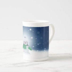 SlipperyJoe's schattige Kerstmis-sneeuwmannenperso Porselein Kop