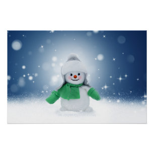 SlipperyJoe's schattige Kerstmis-sneeuwmannetje Perfect Poster