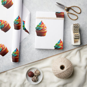 SlipperyJoe's schitterende regenboog cupcake met t Cadeaupapier