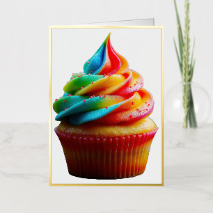 SlipperyJoe's schitterende regenboogcupcake met to Folie Feestdagenkaart