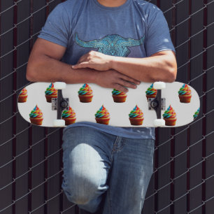 SlipperyJoe's schitterende regenboogcupcake met to Persoonlijk Skateboard