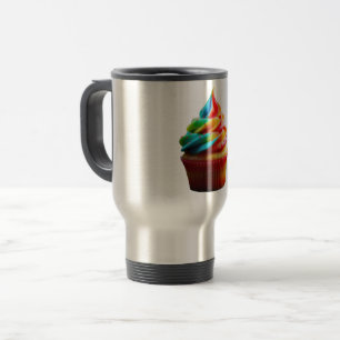 SlipperyJoe's schitterende regenboogcupcake met to Reisbeker