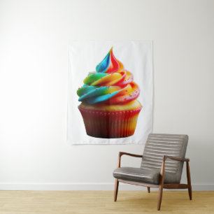 SlipperyJoe's schitterende regenboogcupcake met to Wandkleed