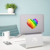 SlipperyJoe's sculpturale driedimensionale hart b Sticker (Laptop op bureau)