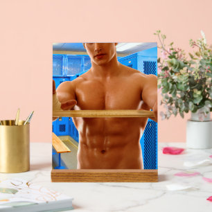 SlipperyJoe's shirtless gespierde man abs borst sc Acryl Bord