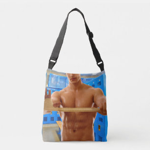 SlipperyJoe's shirtloze gespierde man abs borst sc Crossbody Tas