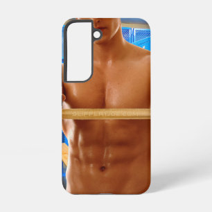 SlipperyJoe's shirtloze gespierde man abs borst sc Samsung Galaxy Hoesje