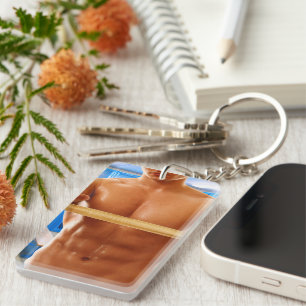 SlipperyJoe's shirtloze gespierde man abs borst sc Sleutelhanger