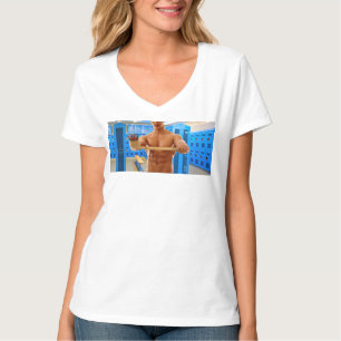 SlipperyJoe's shirtloze gespierde man abs borst sc T-shirt