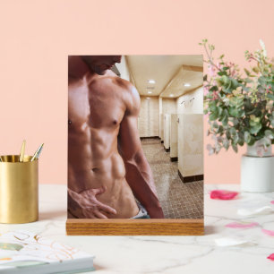SlipperyJoe's shirtloze gespierde mannelijke torso Acryl Bord
