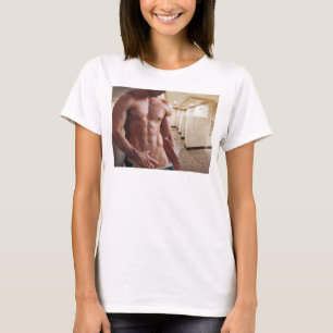SlipperyJoe's shirtloze gespierde mannelijke torso T-shirt