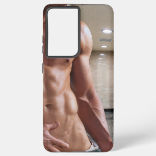 SlipperyJoe's shirtloze gespierde mannen torso six Samsung Galaxy Hoesje