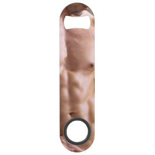 SlipperyJoe's shirtloze gespierde mannen torso six Speed Flessenopener