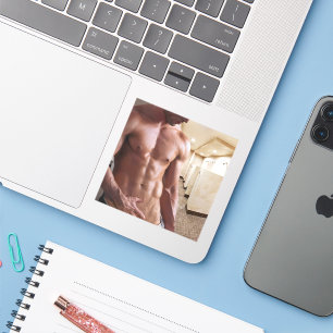 SlipperyJoe's shirtloze gespierde mannen torso six Sticker