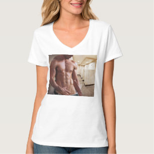 SlipperyJoe's shirtloze gespierde mannen torso six T-shirt