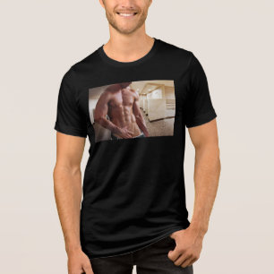 SlipperyJoe's shirtloze gespierde mannen torso six Tri-Blend Shirt