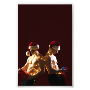 SlipperyJoe's shirtloze mannen rug-aan-rug kerstfe Foto Afdruk