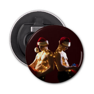 SlipperyJoe's shirtloze mannen terug-naar-rug kers Button Flesopener