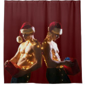 SlipperyJoe's shirtloze mannen terug-naar-rug kers Douchegordijn (Voorkant)