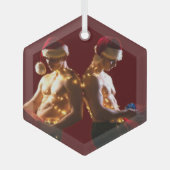 SlipperyJoe's shirtloze mannen terug-naar-rug kers Glas Ornament (Voorkant)