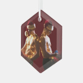 SlipperyJoe's shirtloze mannen terug-naar-rug kers Glas Ornament (Voorkant links)