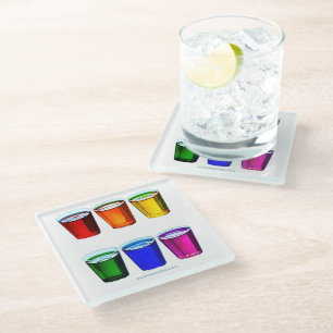 SlipperyJoe's shotglazen zes kopjes horizontaal ge Glazen Onderzetter