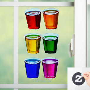 SlipperyJoe's shotglazen zes kopjes horizontaal ge Raamsticker