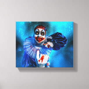 SlipperyJoe's sinistere Halloween-clownfiguur besm Canvas Afdruk