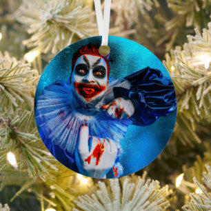 SlipperyJoe's sinistere Halloween-clownfiguur besm Metalen Ornament