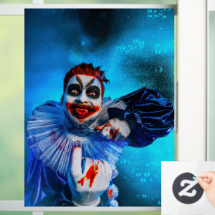 SlipperyJoe's sinistere Halloween-clownfiguur besm Raamsticker