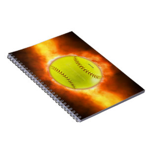SlipperyJoe's softbal op de vuur vlammen vuurbal f Notitieboek