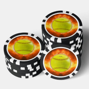 SlipperyJoe's softball op vuurbal vuurbal Poker Chips