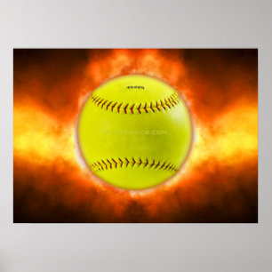 SlipperyJoe's softball op vuurbal vuurbal Poster