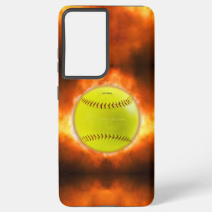 SlipperyJoe's softball op vuurbal vuurbal Samsung Galaxy Hoesje