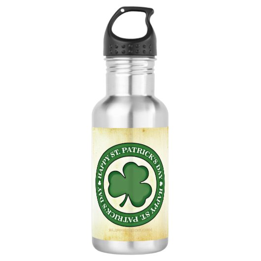 SlipperyJoe's St. Patrick's Day glanzende drieblaa Waterfles (Voorkant)