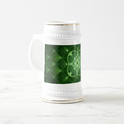 SlipperyJoe's St. Patrick's Day gloeiende vier bla Bierpul (Voorkant links)